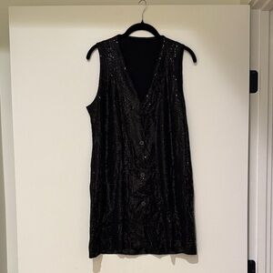 Zara Black Knit Shine Mini Dress